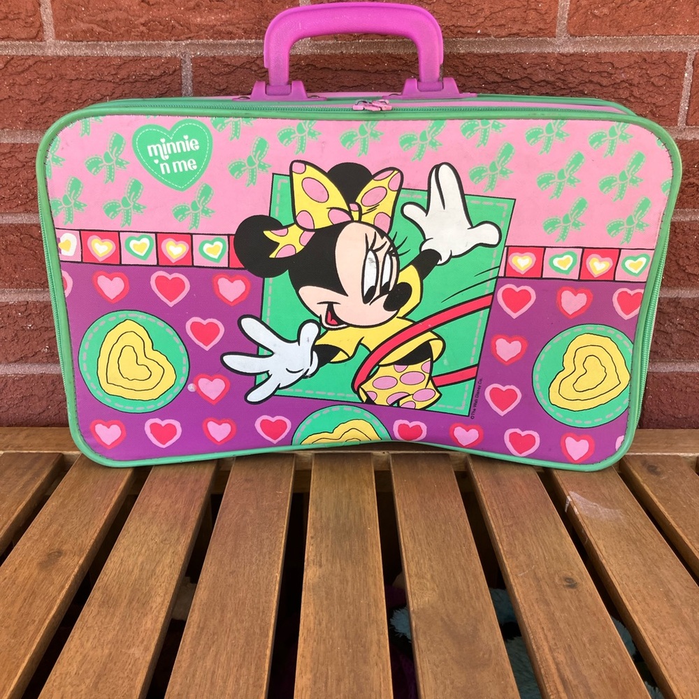 Vintage 1990s Minnie Mouse Pink Suitcase for Kids